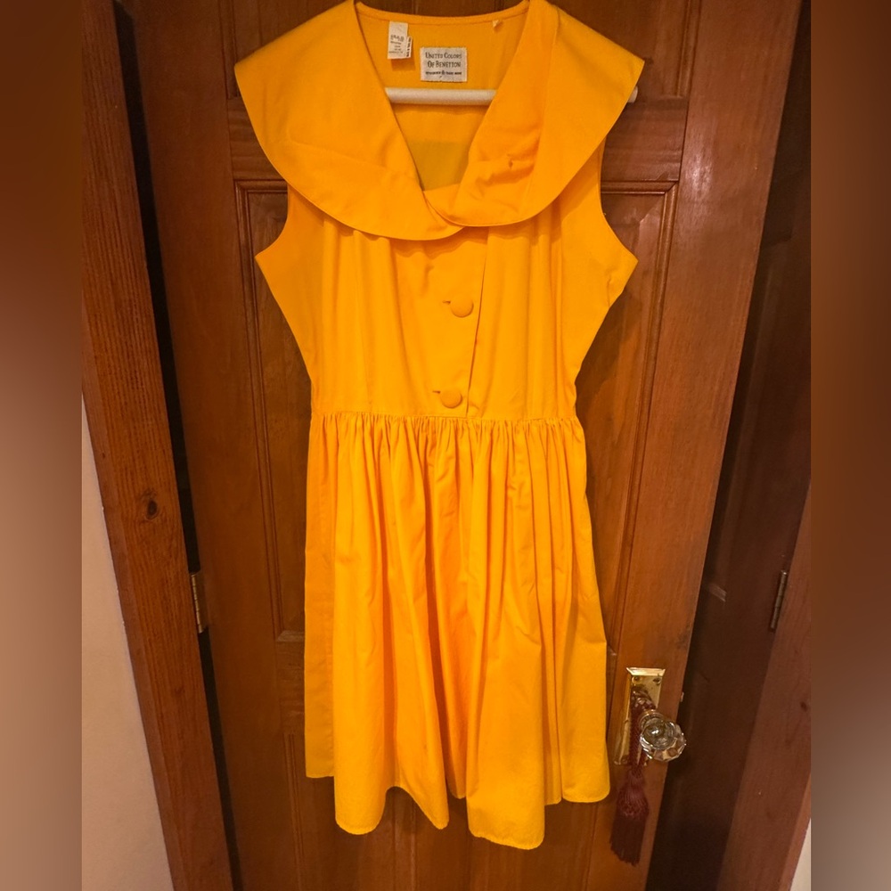 United Colors Of Benetton Yellow Sleeveless Sundress with Cowl Neck